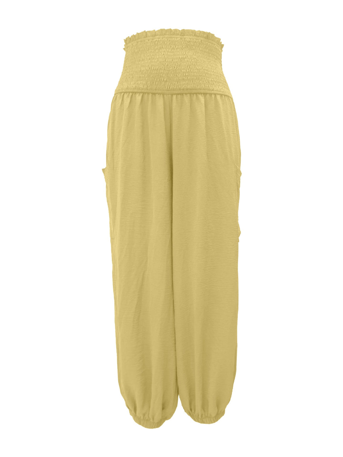 Full Size Smocked Waist Harem Pants with Pockets Plus Size