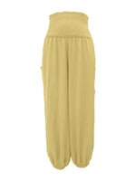 Full Size Smocked Waist Harem Pants with Pockets Plus Size