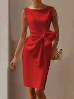 Full Size Bowknot Front Sleeveless Dress Plus Size