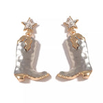 Western Cowboy Boot Star Dangle Earrings