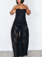 Cutout Tube Top and Wide Leg Pants Set