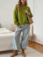 Mock Neck Dropped Shoulder Sweater