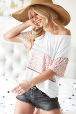 BiBi Triblend Knit with Leopard Block Out Stitching