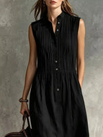Full Size Sleeveless Button Front Midi Dress Plus Size
