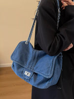 Denim Flap Chain Shoulder Bag
