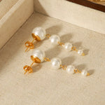 Synthetic Pearl Drop Chain Earrings with Gold Accents