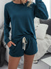 Round Neck Raglan Sleeve Top and Shorts Lounge Set