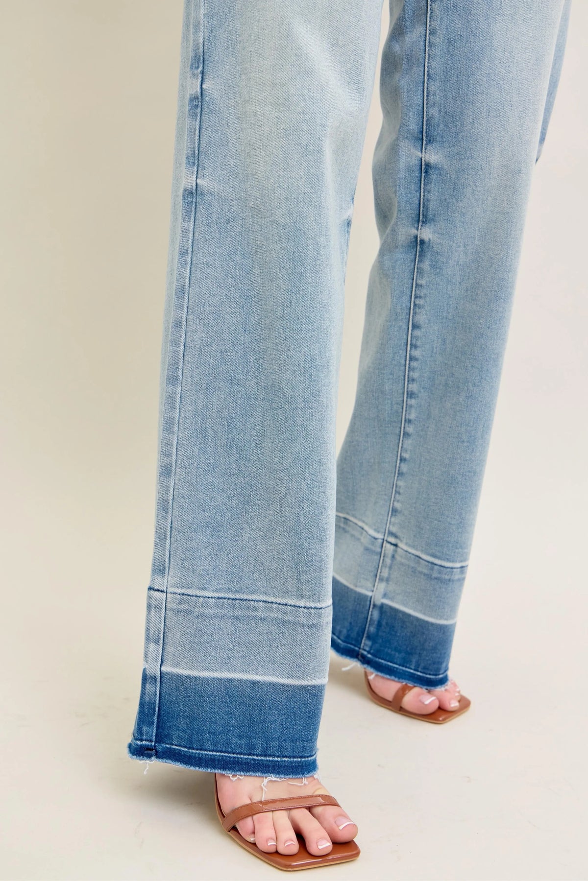 Judy Blue Full Size Mr Release Hem Wide Leg Jeans Plus Size - Ladyez