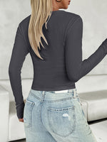 Devine V-Neck Long Sleeve T-Shirt - Ladyez