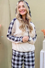And The Why Drawstring Hooded Top and Plaid Pants Lounge Set - Ladyez