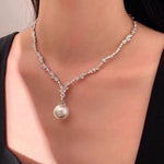 Zircon Pearl Pendant Necklace