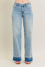 Judy Blue Full Size Mr Release Hem Wide Leg Jeans Plus Size - Ladyez