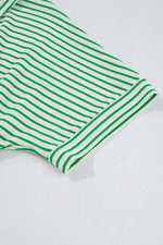 Striped Half Sleeve Tie Waist Romper - Ladyez