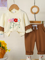 Children's Flower Long Sleeve Top and Pants Set