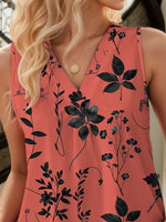 Printed V-Neck Tank - Ladyez