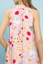 Umgee Abstract Print Tiered Halter Midi Dress