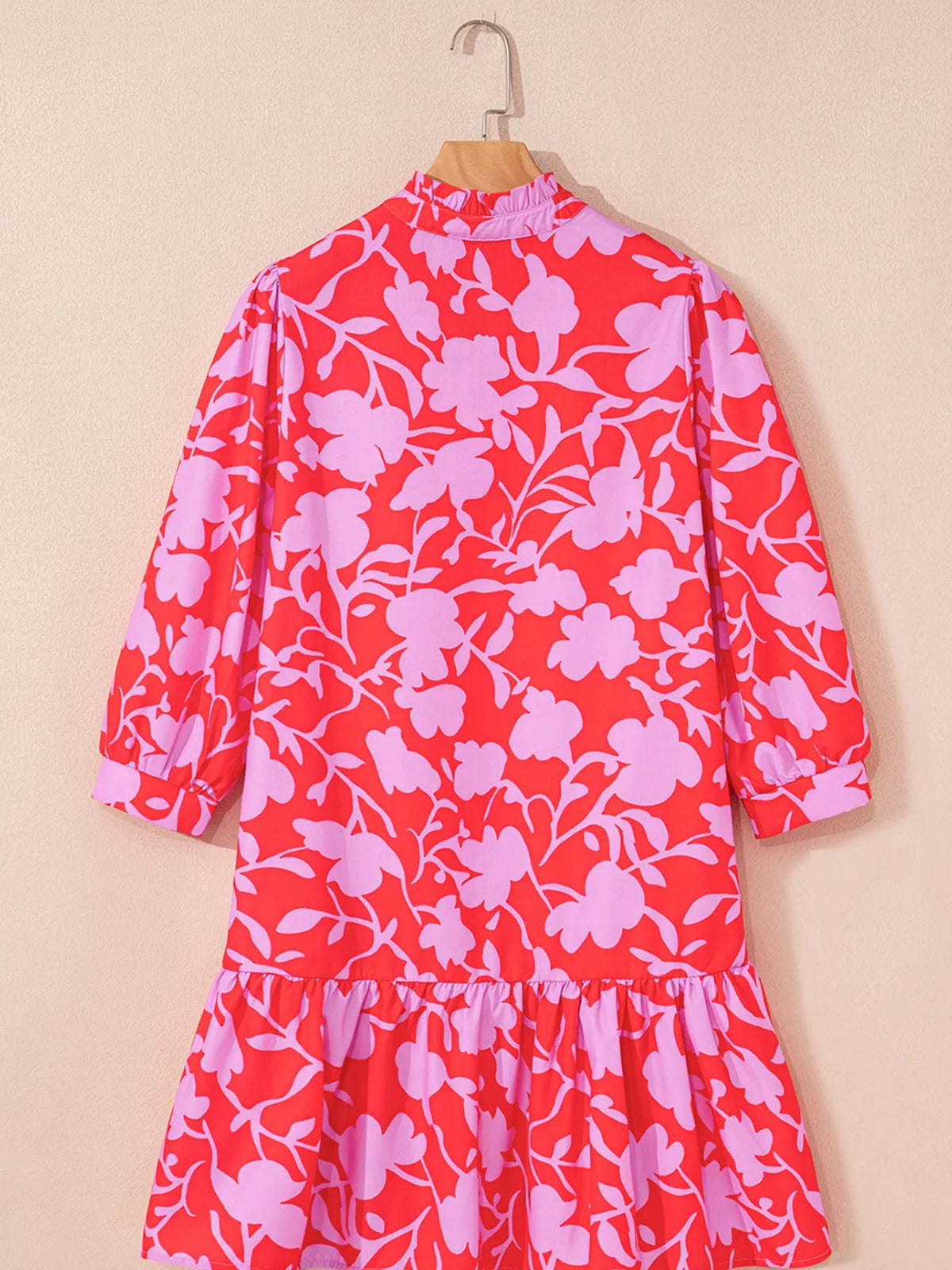 Floral Print Ruffle Hem Shirt Dress