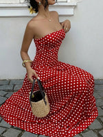 Polka Dot Strapless Maxi Dress