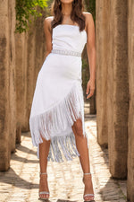 Fringe High-Low Square Neck Cami Dress - Ladyez