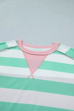 Stripe Exposed Seam Ribbed Patchwork Oversized Tee