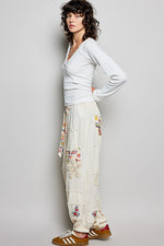 POL V-Neck Long Sleeve Ribbed Top with Lace-Accent Neckband