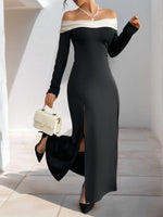 Side Slit Off-Shoulder Maxi Dress - Ladyez