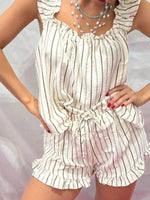 Ruffled Striped Tank and Shorts Set