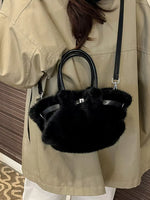 Fluffy Crossbody Bag with Buckle Detail