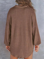 Casual Waffle Knit Button Detail Blouse