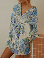 Printed Long Sleeve Mini Dress