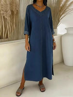 Side Slit V-Neck Midi Dress