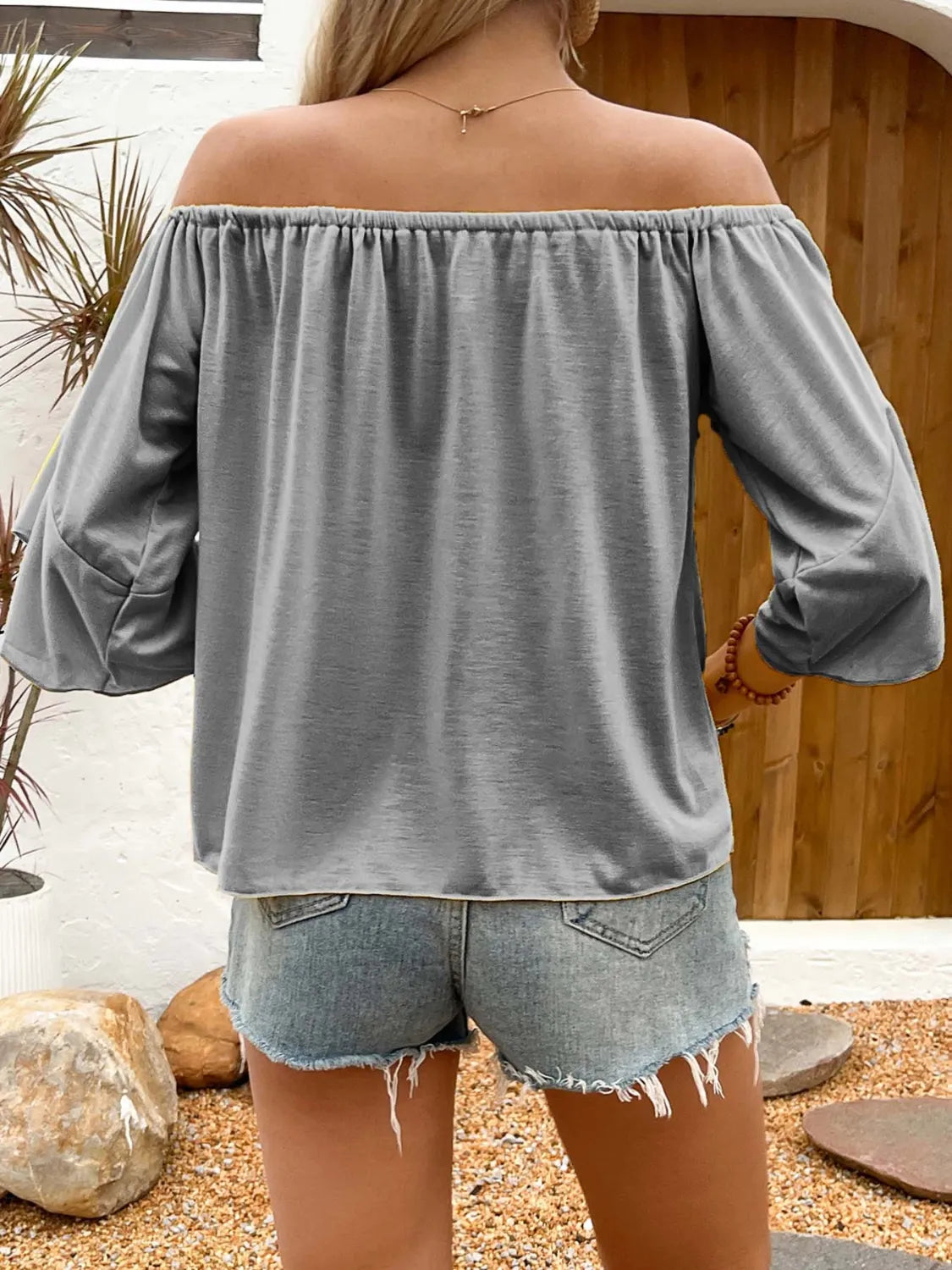 Tied Solid Off-Shoulder Blouse - Ladyez