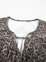 Leopard Print Ruffle Hem Denim Top