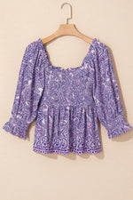 Printed Square Neck Half Sleeve Blouse