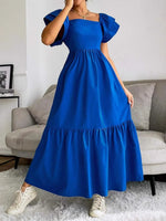 Tiered Square Neck Maxi Dress - Ladyez