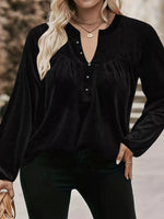 Velvet Balloon Sleeve Blouse