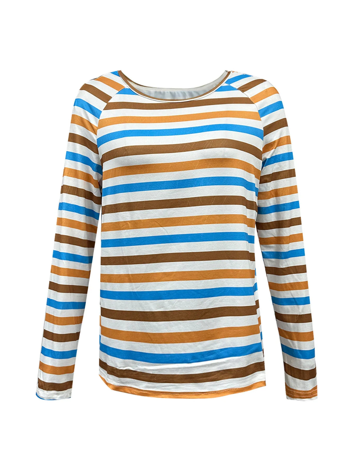 Full Size Striped Long Sleeve Casual Top Plus Size