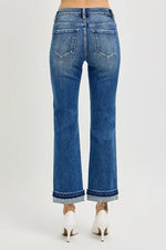 RISEN Mid Rise Ankle Straight Cuffed Jeans - Ladyez