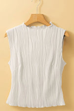 Wavy Textured Mock Neck Tank
