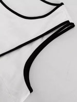 Contrast Trim Sleeveless Top and Wide-Leg Pants Set