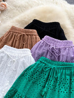 Eyelet Tiered Maxi Skirt