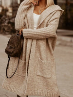 Full Size Hooded Knit Open Front Cardigan Plus Size