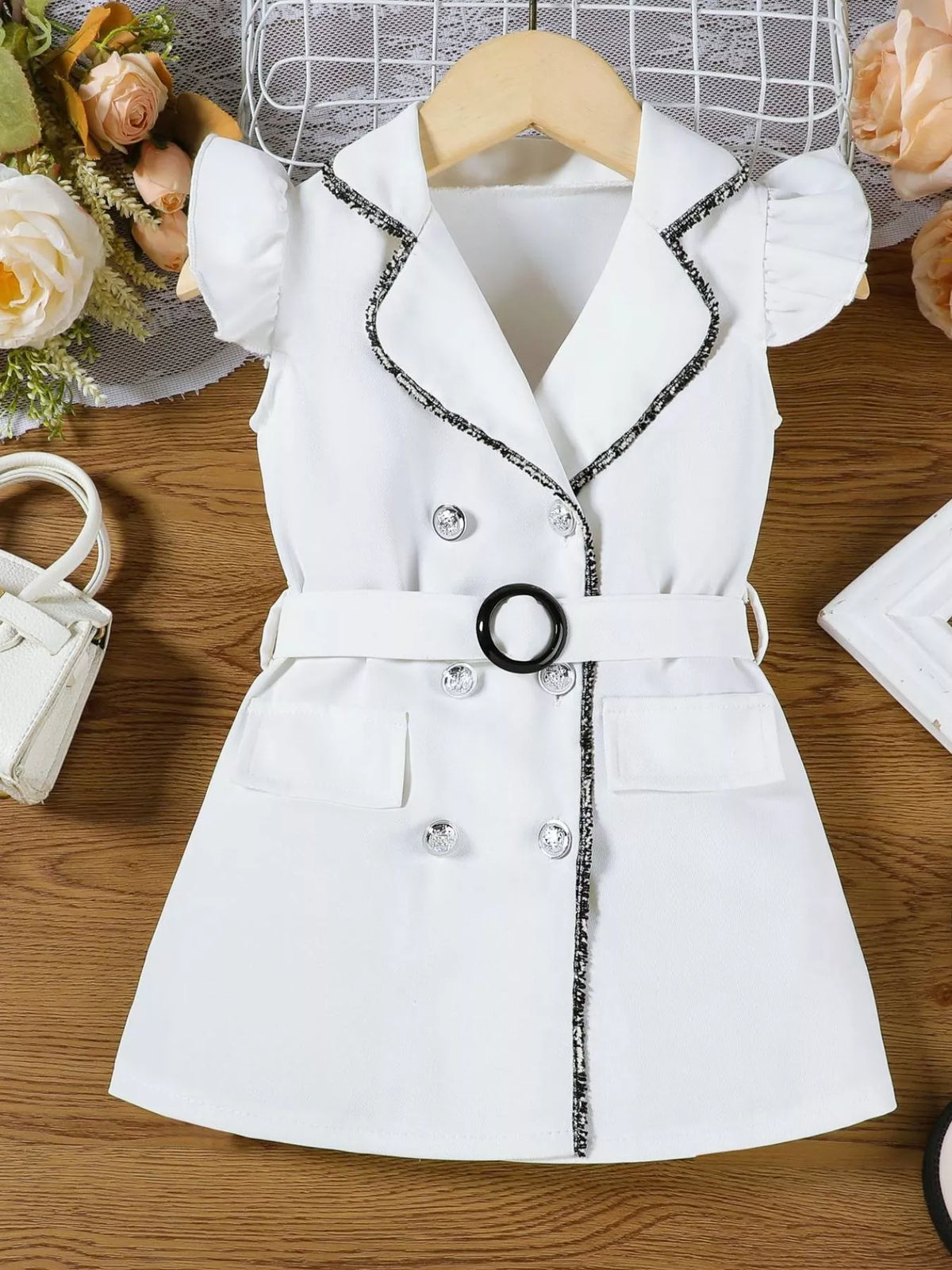 Children's Double Breasted Belt Dress