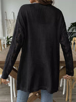 Openwork Open Front Knit Cardigan
