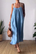 Full Size Ruched Cami Maxi Dress with Pockets Plus Size - Ladyez