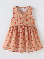 Children's Floral Print Sleeveless Ruffle Dress