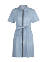 Zip Front Short Sleeve Denim Dress