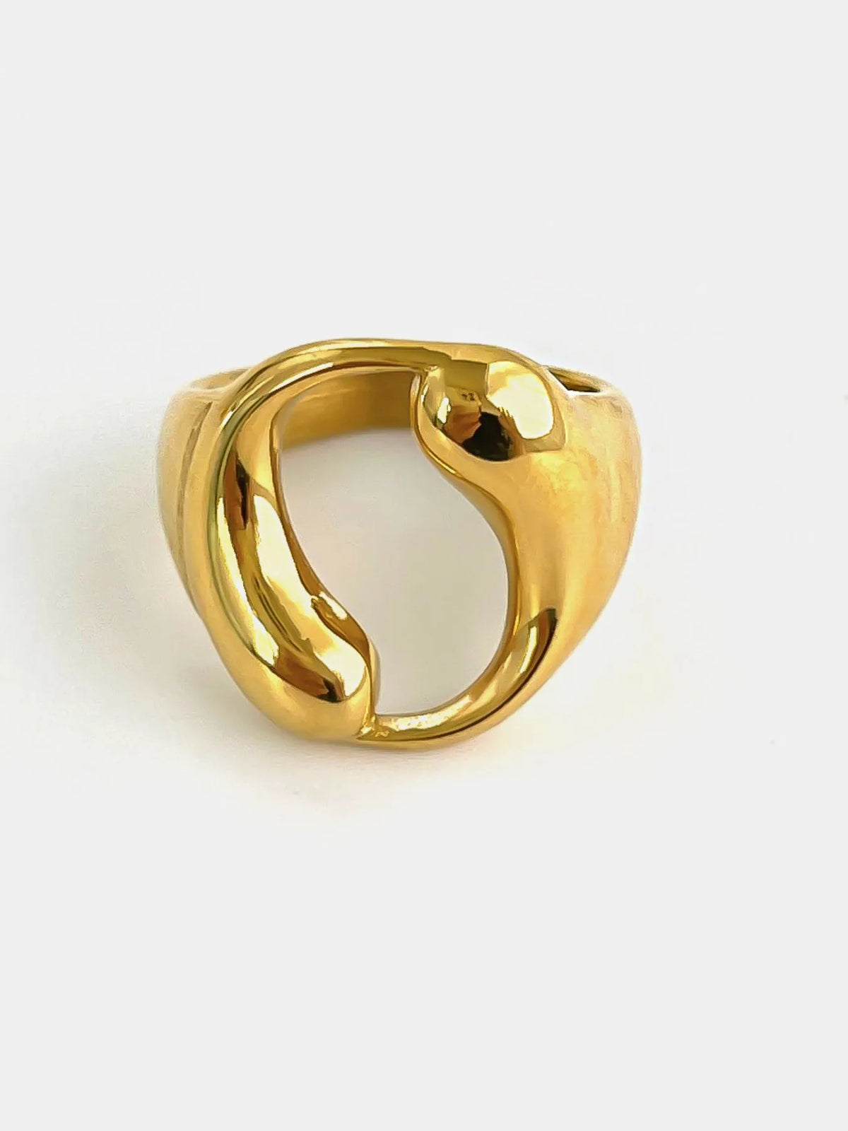 18K Gold-Plated Abstract Circle Ring - Ladyez