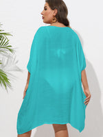 Crochet Trim V-Neck Beach Cover Up Dress - Ladyez