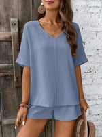 V-Neck Half Sleeve Top and Shorts Set